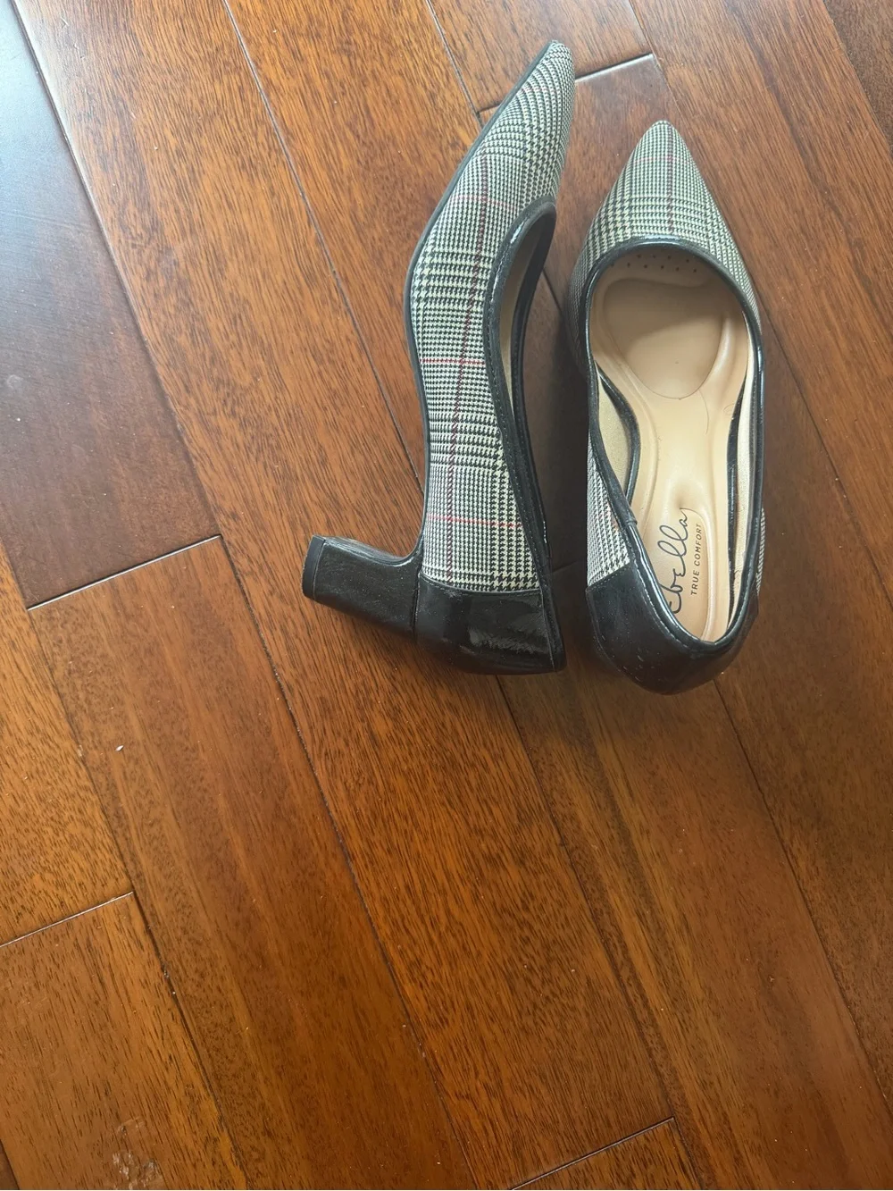Ardell Black and White Plaid Pointed Toe Slip-On Flats